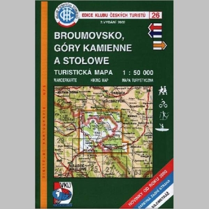 Broumovsko, Góry Kamienne a Stolove - mapa  KČT 26