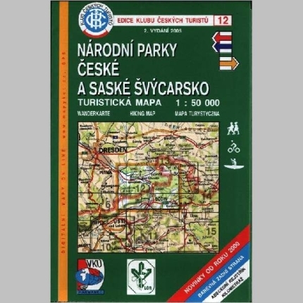 Národní parky - České a Saské Švýcarsko - mapa  KČT 12