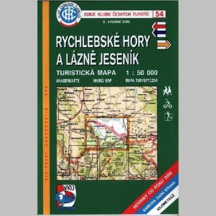 Rychlebské hory a lázně Jeseník - mapa  KČT 54