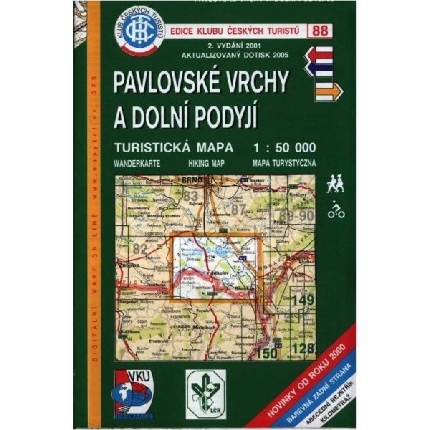 Pavlovské vrchy a Dolní podyjí - mapa KČT 88