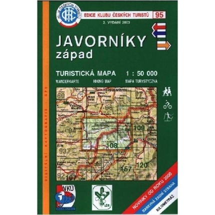 Javorníky - ZÁPAD - mapa KČT 95